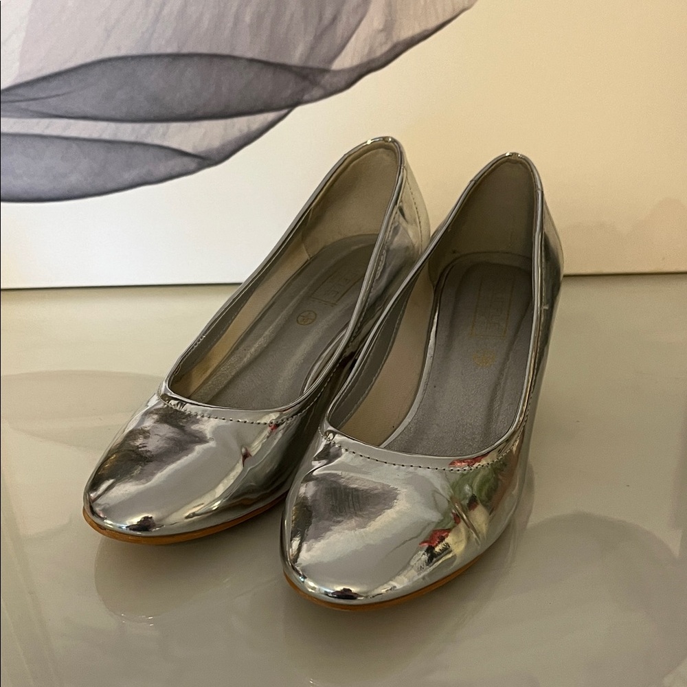 Silver 2 inch heels
